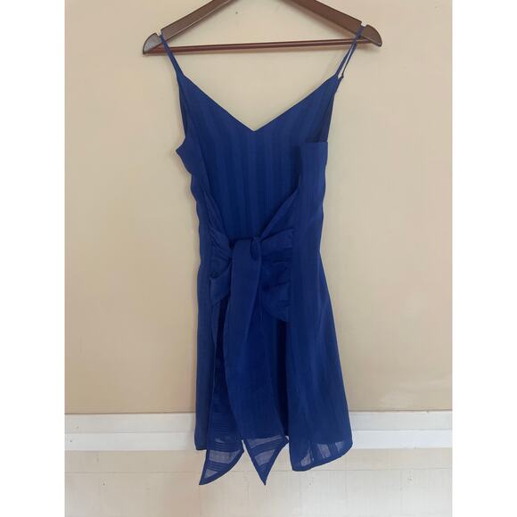 LOVERS + FRIENDS Elsa Mini Dress Wrap Slip Cobalt Blue Small S COCKTAIL PARTY - Picture 2 of 5